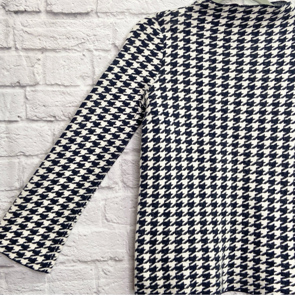Ann Taylor Womens Houndstooth Sweater Size S Petites Mock Neck Wool Blend Blue - Picture 4 of 8